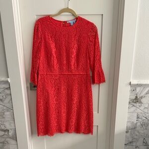 Elegant Coral Lace Dress